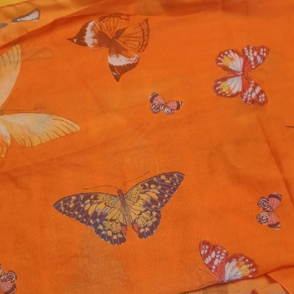 ART OF THE SCARF Tie Rack Orange Butterfly Scarf - Picture 7 of 15
